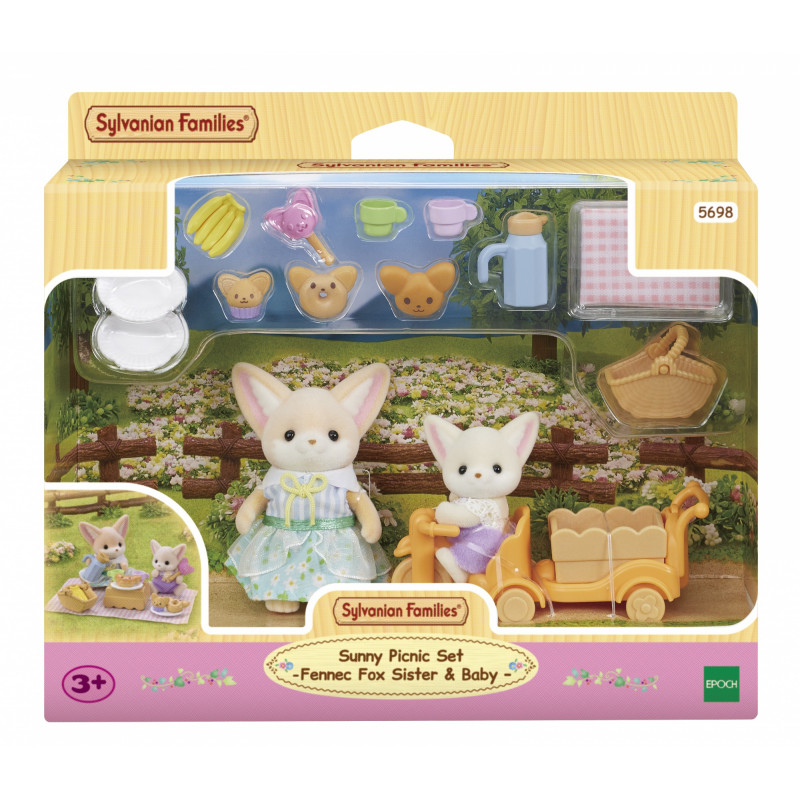 EPOCH Sylvanian Families conjunto de piquenique soalheiro - raposa fennec irmã e bebé