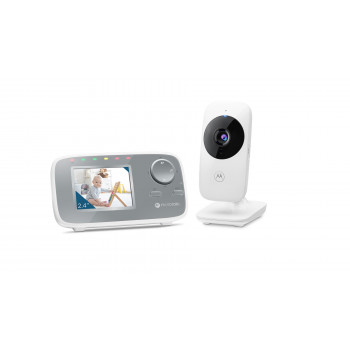 Motorola VM482 Vídeo-Babyphone com Ecrã a Cores de 2,4 Polegadas, Visão Noturna, Função Intercomunicador, Sensor de Temperatura, 5 Canções de Embalar, VOX, até 300 m de Alcance