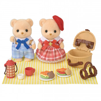 Conjunto de brincar EPOCH Sylvanian Families irmãos urso Biscuit piquenique divertido