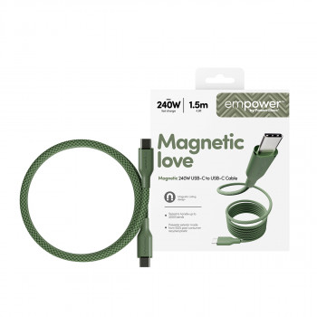 Cabo PanzerGlass empower Magnetic 240W USB-C para USB-C 1,5 m verde