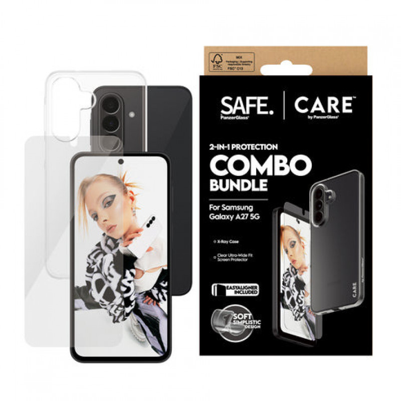 Conjunto de proteção PanzerGlass Hoops 2-in-1 Ultra-Wide Fit para ecrã e câmara para Samsung Galaxy S26+ – castanho
