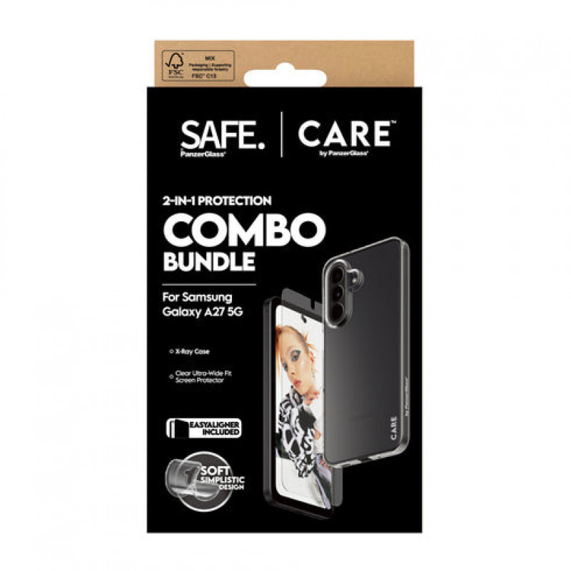 Conjunto de proteção PanzerGlass Hoops 2-in-1 Ultra-Wide Fit para ecrã e câmara para Samsung Galaxy S26+ – castanho