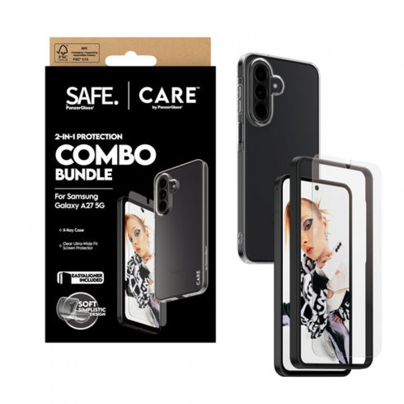 Conjunto de proteção PanzerGlass Hoops 2-in-1 Ultra-Wide Fit para ecrã e câmara para Samsung Galaxy S26+ – castanho