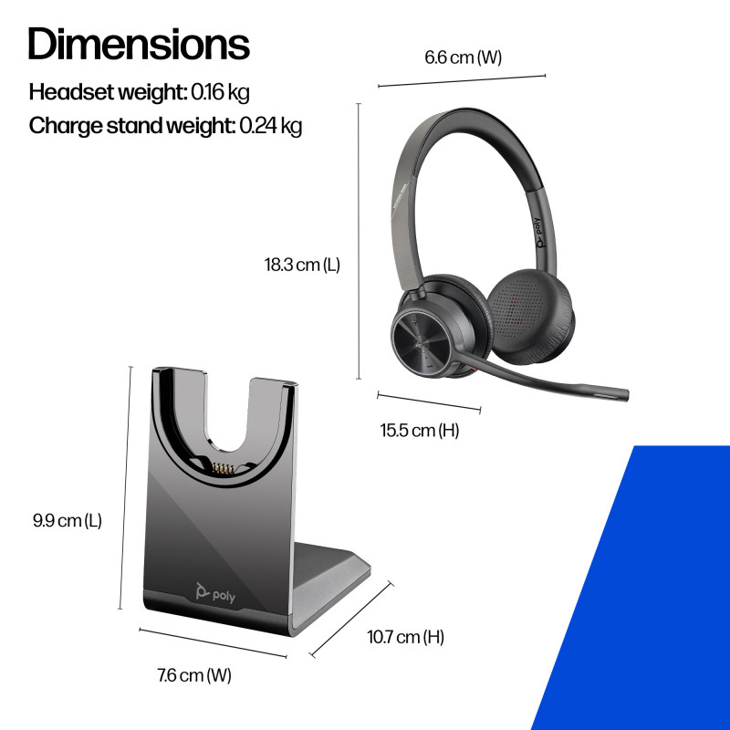 Plantronics Voyager 4320 UC V4320-M C, USB-A, preto