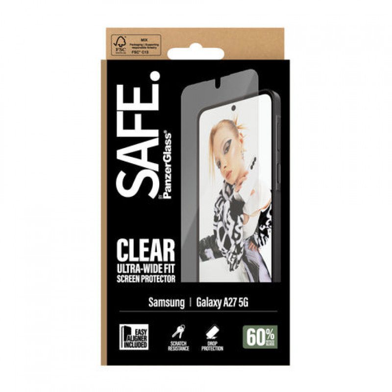 SAFE by PanzerGlass protetor de ecrã de vidro temperado Ultra-Wide Fit com EasyAligner para Samsung Galaxy A27 5G