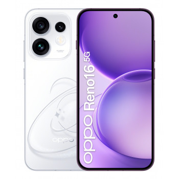 OPPO Reno16 5G 8GB RAM 512GB armazenamento 6,7 polegadas ecrã AMOLED 120Hz câmara tripla 50MP OIS carregamento rápido 80W branco