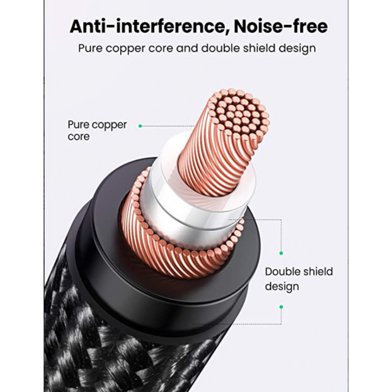 UGREEN AV182 Cabo de áudio XLR macho para 3,5 mm TRS macho 1 m preto