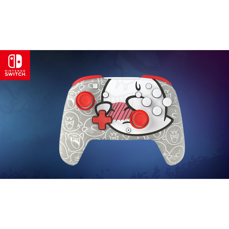 Controlador sem fios PDP Afterglow Wave para Nintendo Switch – Boo-Hoo Clear com RGB