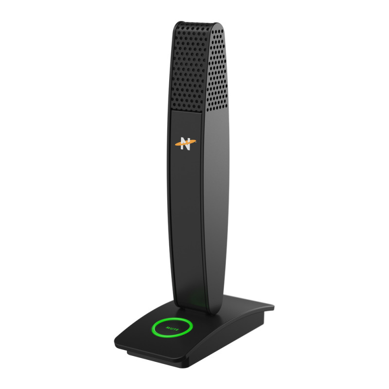 Microfone condensador USB Neat MIC-1010-01 com padrão cardioide, monitorização por auscultadores, silenciamento, tripé de mesa