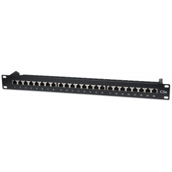 Intellinet 513487 patch panel 24 portas Cat5e STP 1U para rack, preto
