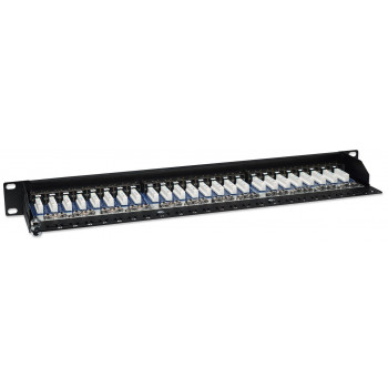 Intellinet 513487 patch panel 24 portas Cat5e STP 1U para rack, preto