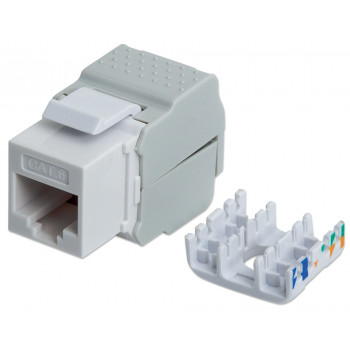 Intellinet 167062 Cat6 UTP Keystone Jack, sem ferramentas, branco