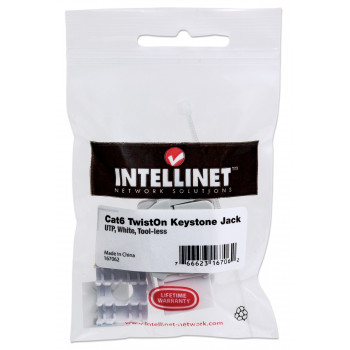 Intellinet 167062 Cat6 UTP Keystone Jack, sem ferramentas, branco