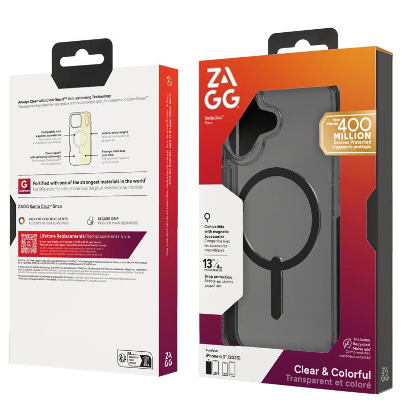 Capa ZAGG Santa Cruz Snap para iPhone 17 - preto meia-noite