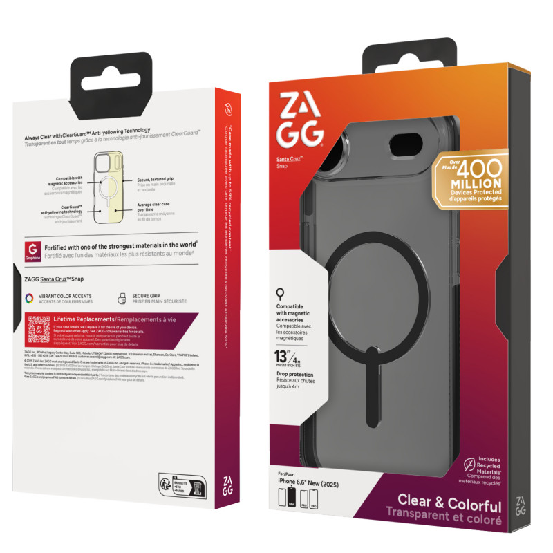 Capa ZAGG Santa Cruz Snap para iPhone Air - preto meia-noite