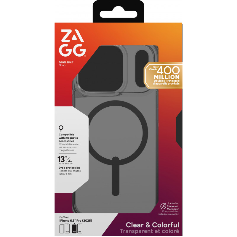 Capa ZAGG Santa Cruz Snap para iPhone 17 Pro - preto meia-noite