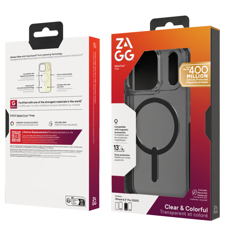 Capa ZAGG Santa Cruz Snap para iPhone 17 Pro - preto meia-noite