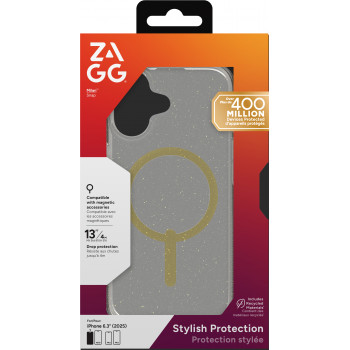 Capa ZAGG Milan Snap para iPhone 17 – Glitter Gold