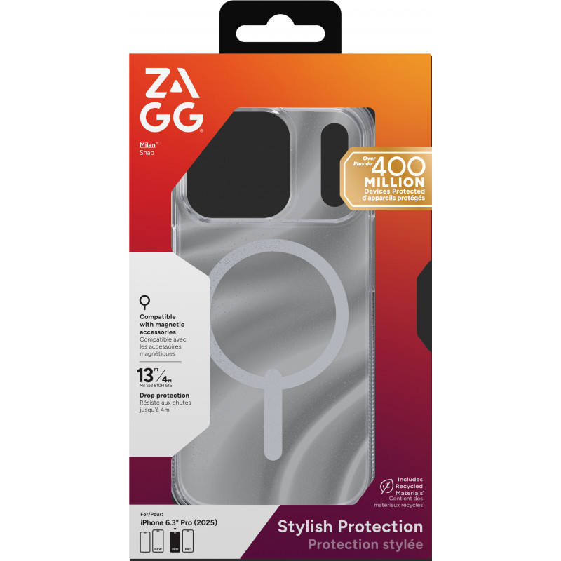 Capa ZAGG Milan Snap para Apple iPhone 17 Pro - Glitzer-Wirbel