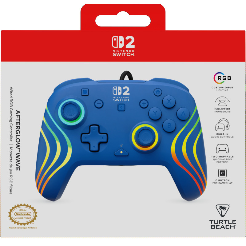 Turtle Beach Afterglow Wave comando com fios para Nintendo Switch 2, azul (TBC-8006-25)