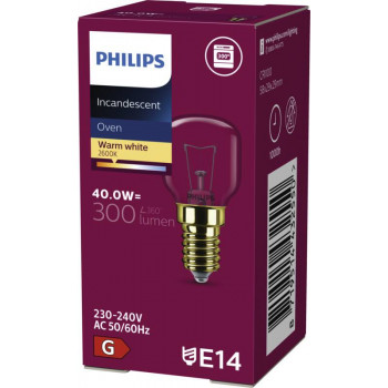 Philips PHI App 40W E14 230-240V T29 Lâmpada de forno Formato de pera
