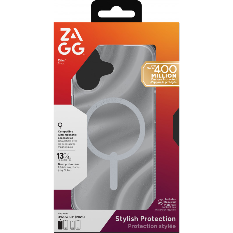 Capa ZAGG Milan Snap para iPhone 17 - Glitter Swirl