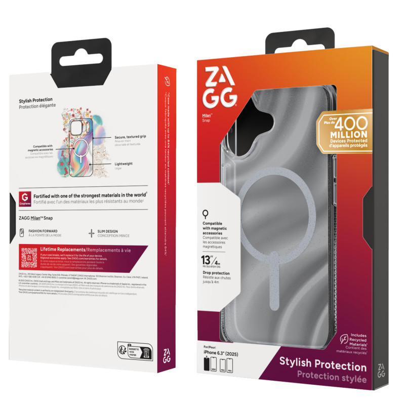 Capa ZAGG Milan Snap para iPhone 17 - Glitter Swirl