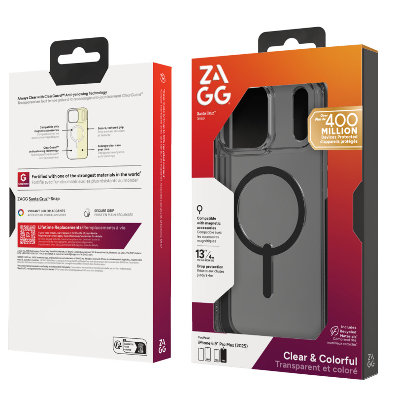 Capa ZAGG Santa Cruz Snap para iPhone 17 Pro Max - preto meia-noite