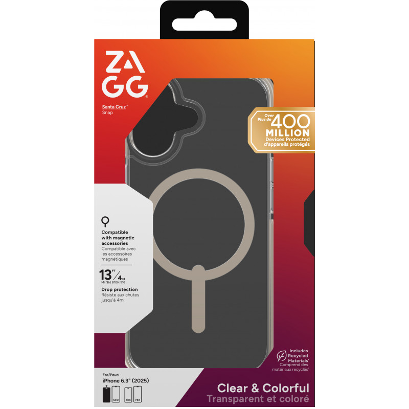 Capa ZAGG Santa Cruz Snap para iPhone 17, titânio