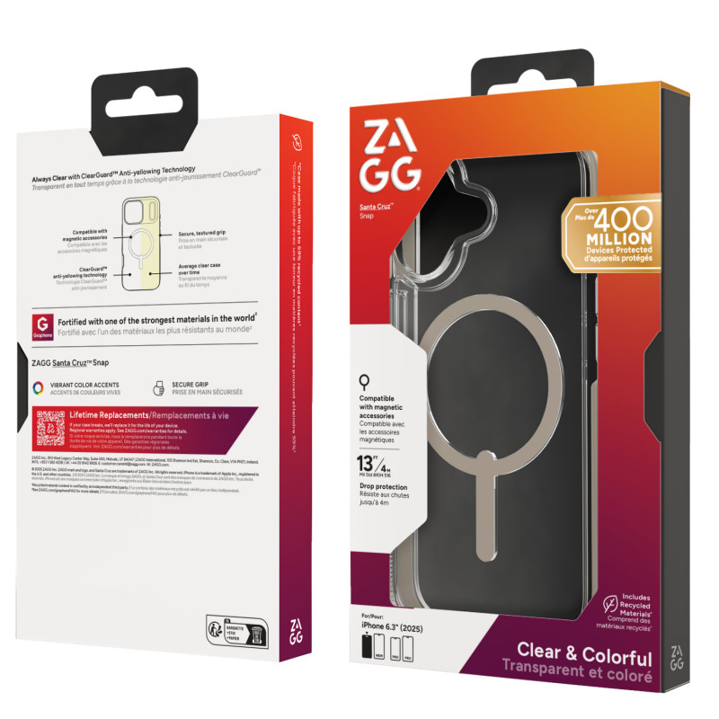 Capa ZAGG Santa Cruz Snap para iPhone 17, titânio