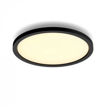 Philips Hue Aurelle Luminária de painel redonda preta - Luminária de teto LED inteligente, ajuste de branco, 2200 lm, Bluetooth & Zigbee