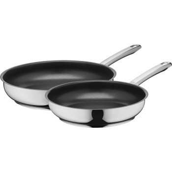 Conjunto de frigideiras SILIT Calabria 24 e 28 cm aço inoxidável com cabos pretos