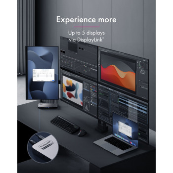 ICY BOX IB-DK7402-C31 Diamond Dock 12-in-1 estação de ancoragem USB-C, 5x saída de vídeo, 140 W PD, DisplayLink, antracite/preto