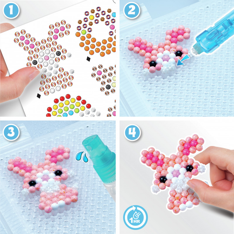 EPOCH Aquabeads Craft Studio Conjunto Inicial – Mais de 800 Contas Ativadas por Água em 12 Cores, Tabuleiro de Layout Reutilizável, Caneta de Contas e Pulverizador, Sem Calor ou Cola, Conjunto Criativo de Arte com Contas para Crianças a partir dos 4 Anos