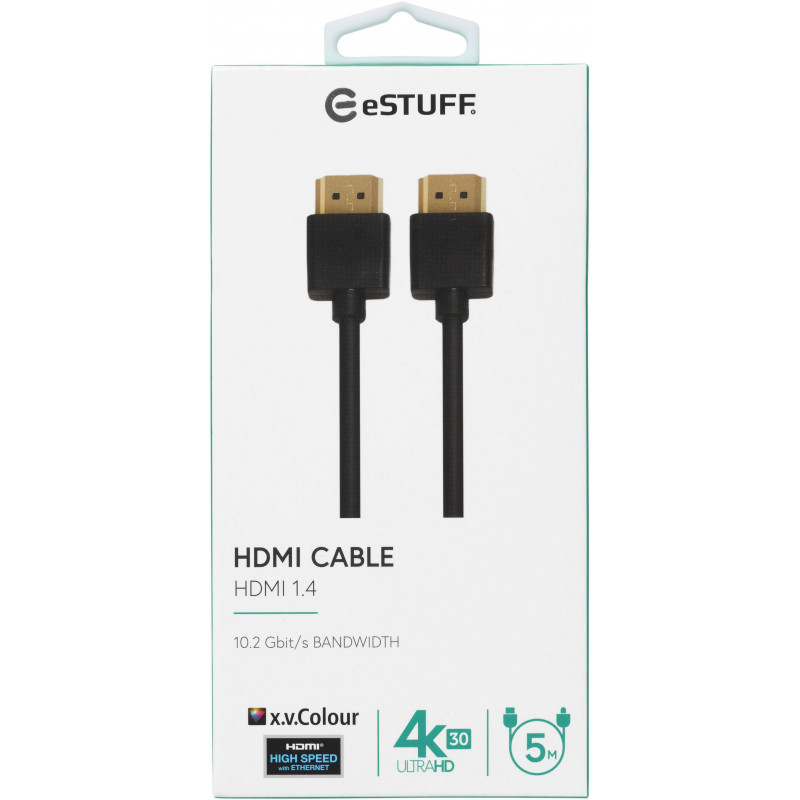 Cabo HDMI 1.4 High-Speed com Ethernet 5m 4K 3D ARC ESTUFF preto