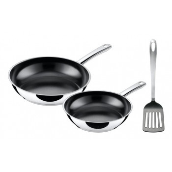 Conjunto de frigideiras SILIT Talis com espátula, 20 e 24 cm, aço inoxidável/preto