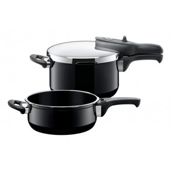 SILIT Silargan Sicomatic t-Plus Conjunto de panelas de pressão 4,5L + 3,0L, 22cm, preto