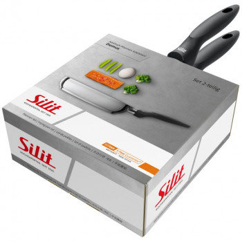SILIT Domus Conjunto de frigideiras 24 e 28 cm, aço inoxidável com cabo preto, adequado para indução, 2 peças