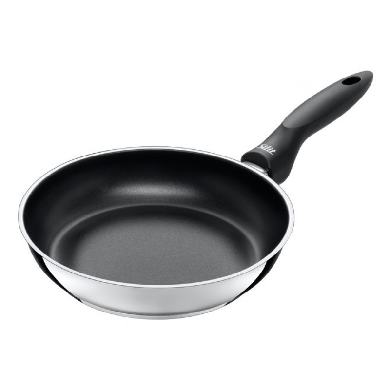 SILIT Domus Conjunto de frigideiras 24 e 28 cm, aço inoxidável com cabo preto, adequado para indução, 2 peças