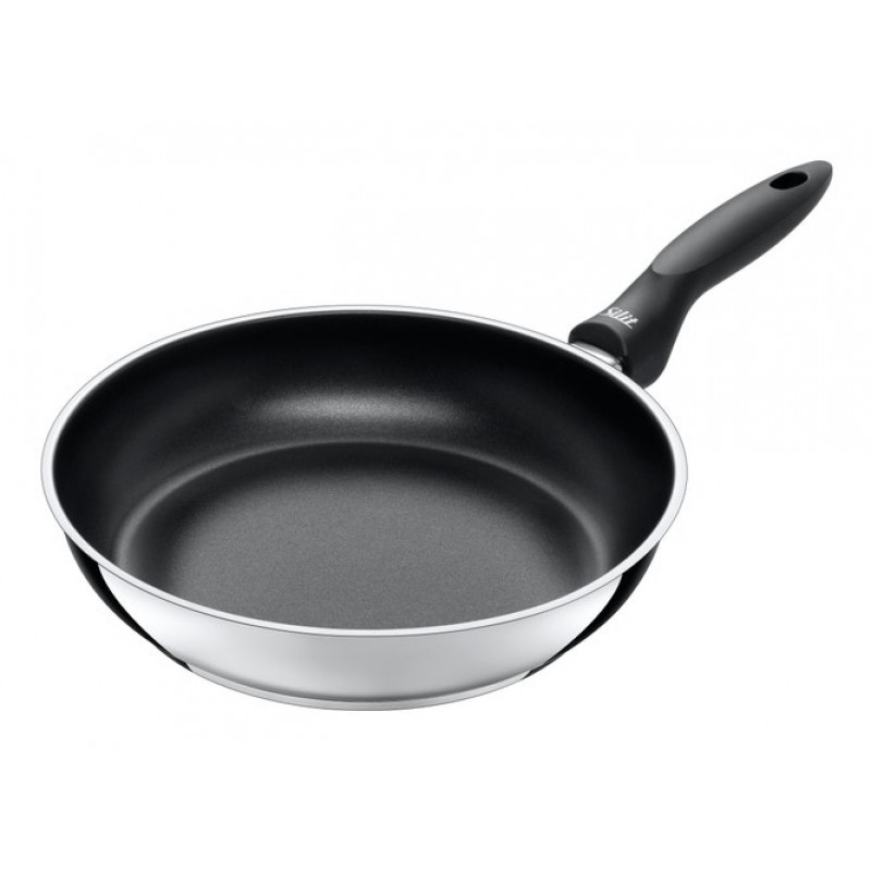 SILIT Domus Conjunto de frigideiras 24 e 28 cm, aço inoxidável com cabo preto, adequado para indução, 2 peças