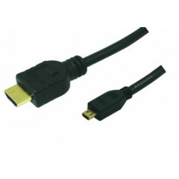 LogiLink Cabo HDMI High Speed com Ethernet, ficha HDMI Type-A macho para ficha Micro HDMI Type-D macho, 1,5 m, Preto