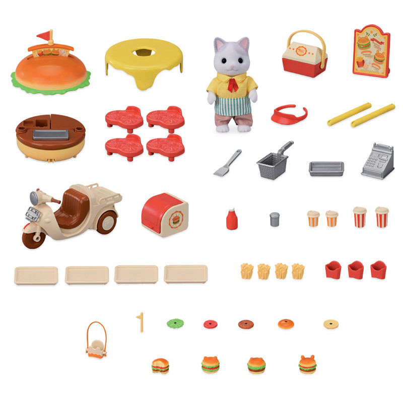 Sylvanian Families Barraca de hambúrgueres móvel com figura