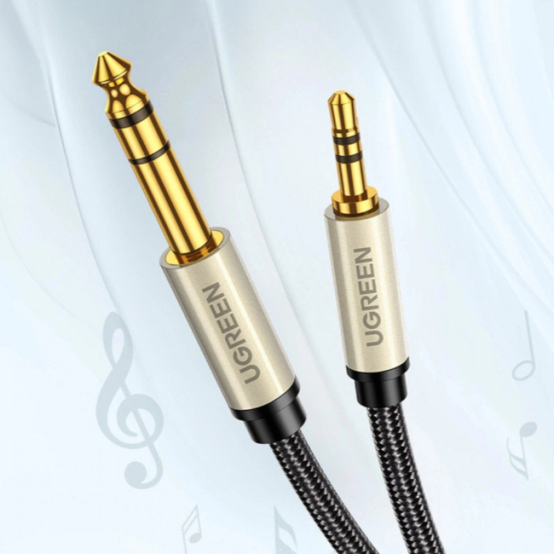 Cabo de áudio UGREEN TRS de ficha jack 3,5 mm para ficha jack 3,5 mm 5 m cinzento (10630)
