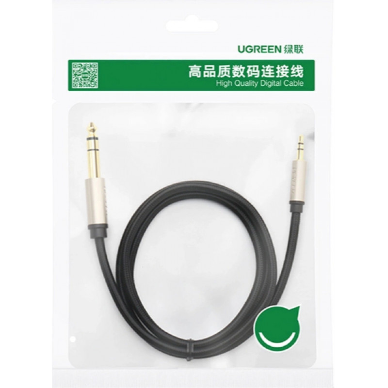 Cabo de áudio UGREEN TRS de ficha jack 3,5 mm para ficha jack 3,5 mm 5 m cinzento (10630)