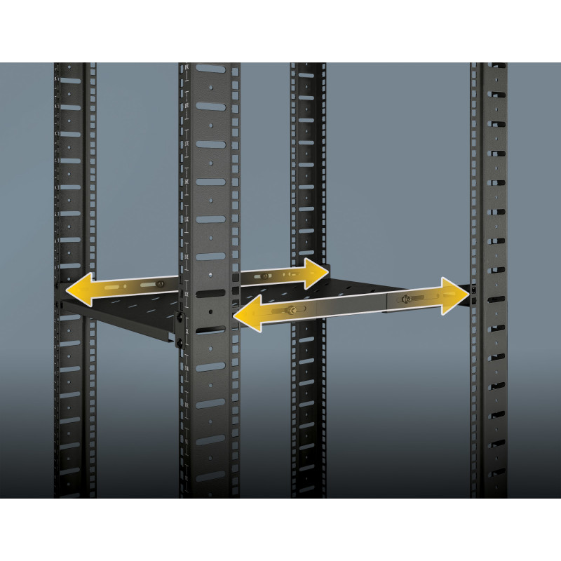 Prateleira para rack Intellinet - com calhas variáveis, montagem fixa - preto, RAL 9004 - 1U - 48,3 cm (19)
