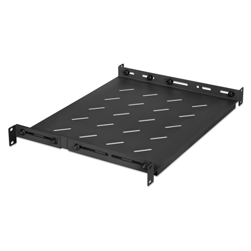 Prateleira para rack Intellinet - com calhas variáveis, montagem fixa - preto, RAL 9004 - 1U - 48,3 cm (19)