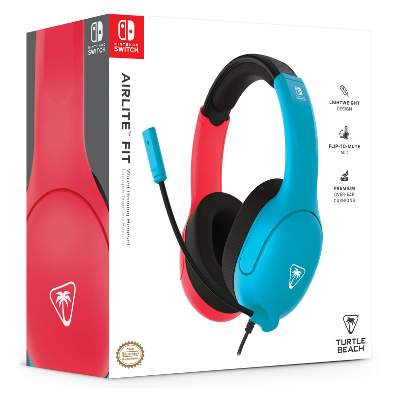 Turtle Beach Airlite Fit headset gaming com fios - azul néon e vermelho TBS-8002-25