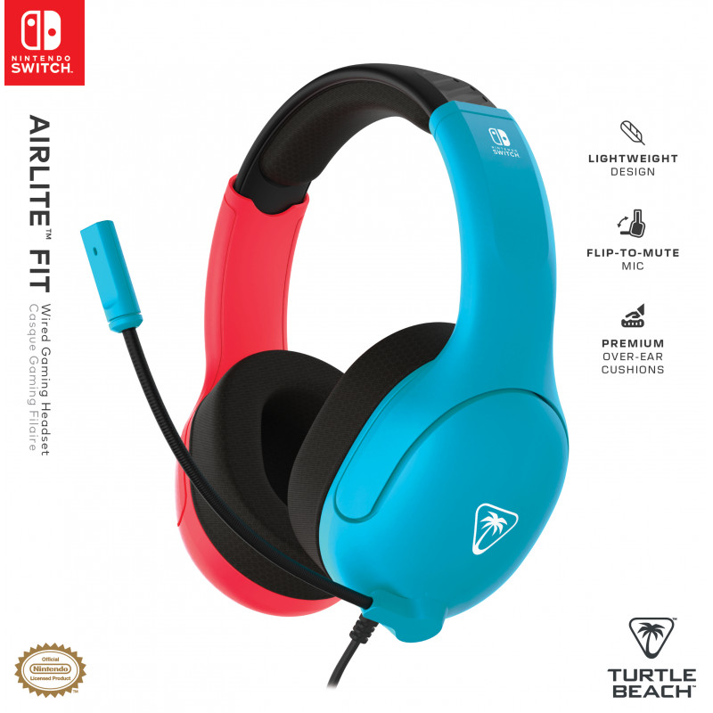 Turtle Beach Airlite Fit headset gaming com fios - azul néon e vermelho TBS-8002-25