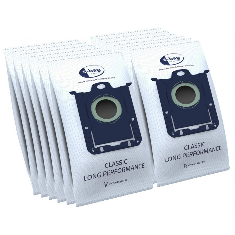 Sacos para aspirador AEG GR201SM s-bag Classic Long Performance, pack de 8, azul/branco, para VX4 Série 900 168 824