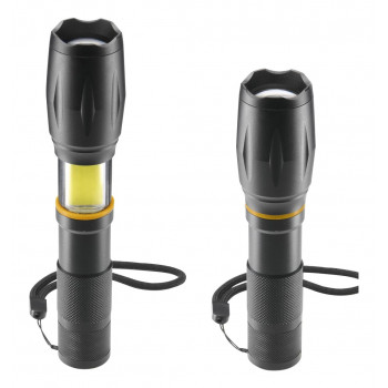 Lanterna LED Hama W200 2-em-1, 200 lm, foco zoom, 3 modos, preto